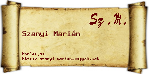 Szanyi Marián névjegykártya